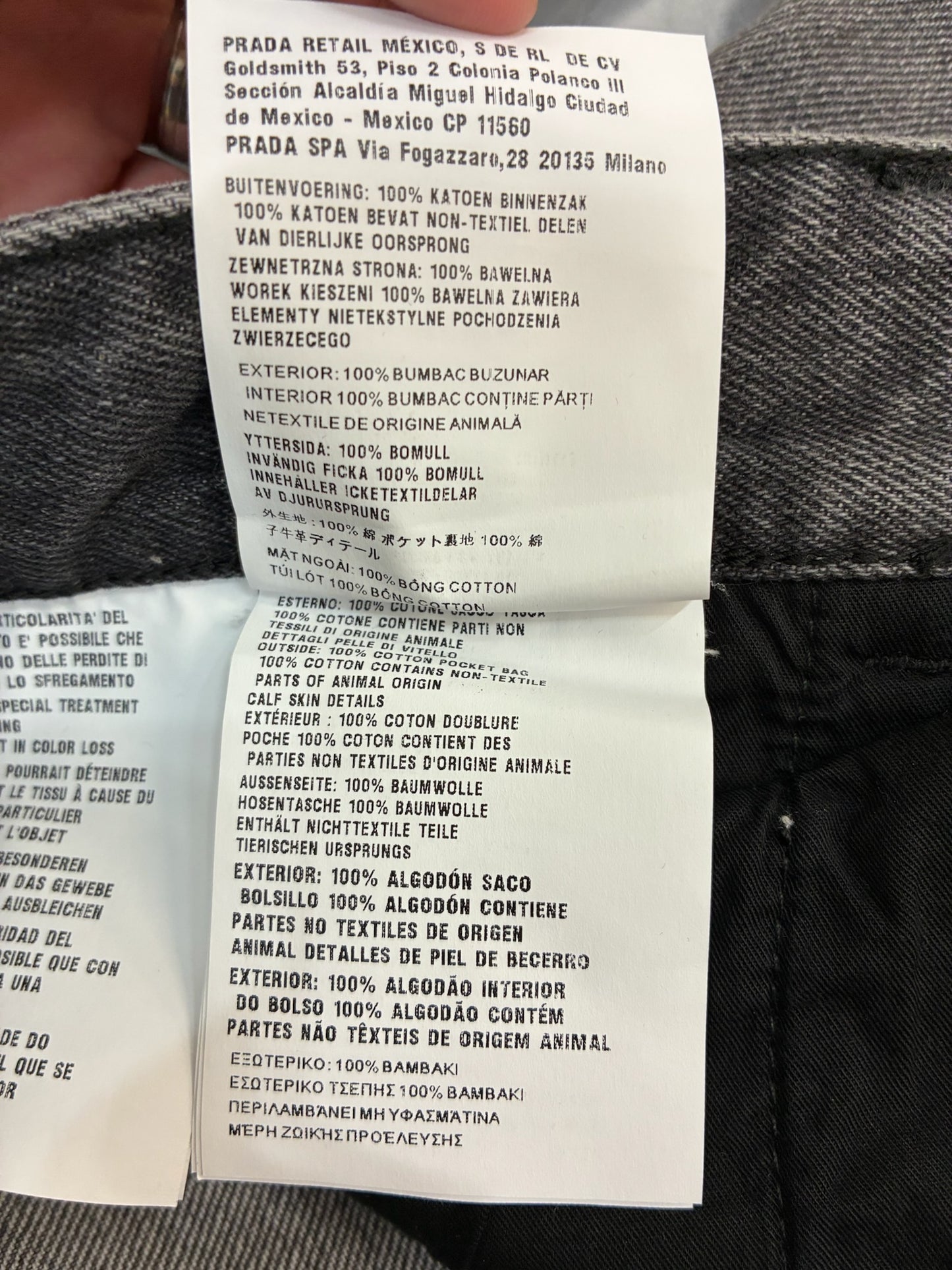 Prada Washed Grey Denim Wide Jeans