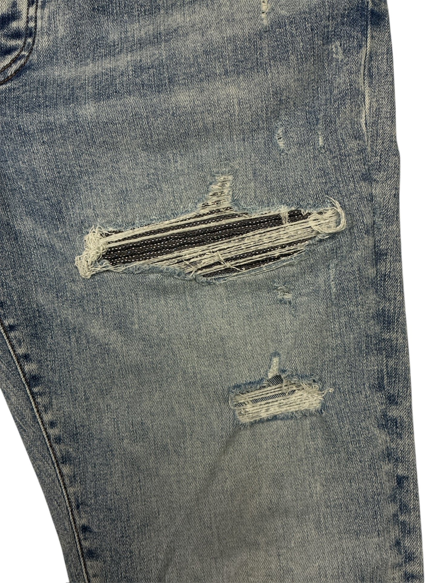 AMIRI MX1 Iridescent Patch Distressed Jean