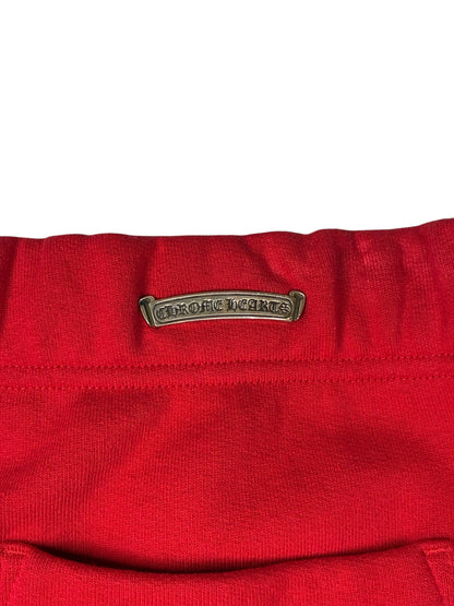 Chrome Hearts  Red & White Triple Cross Embroidered Sweatpants
