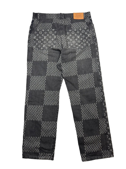 Louis Vuitton x Nigo Giant Damier Waves Monogram denim pants