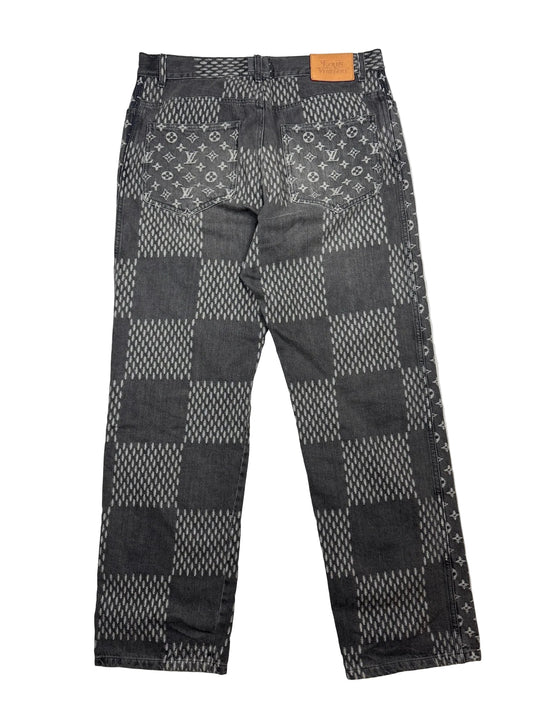Louis Vuitton x Nigo Giant Damier Waves Monogram denim pants