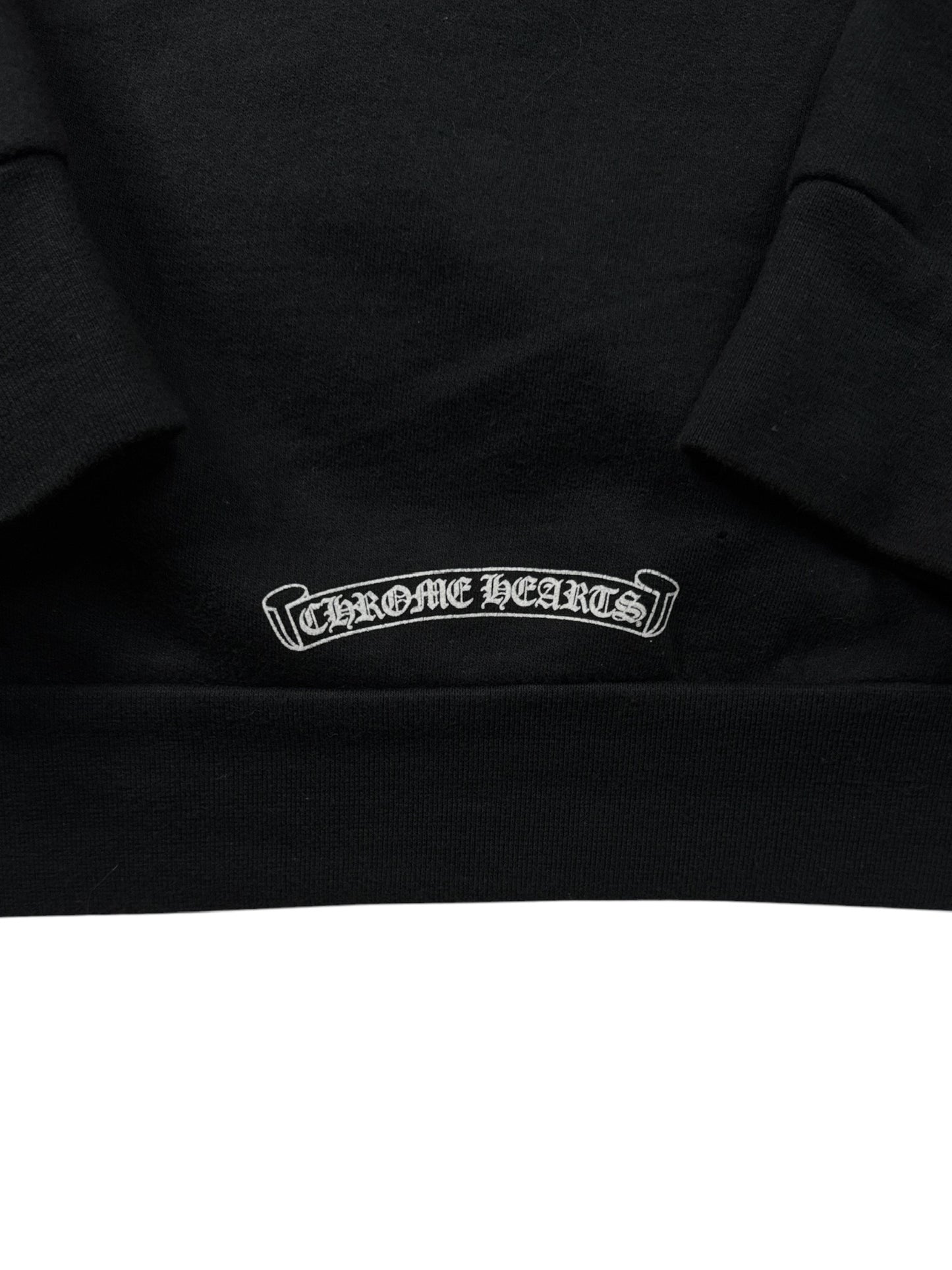 Chrome Hearts Black Horseshoe Floral Cross-Sleeve Hoodie