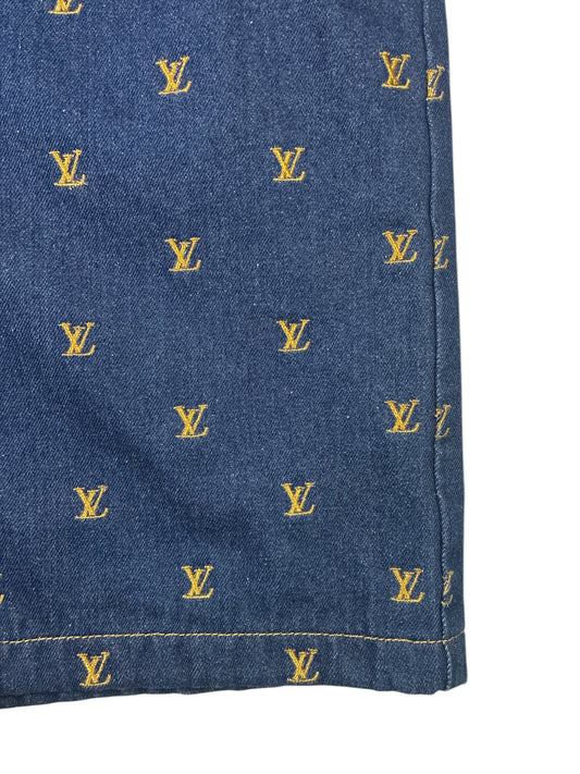 Louis Vuitton Embroidered Signature Denim Shorts