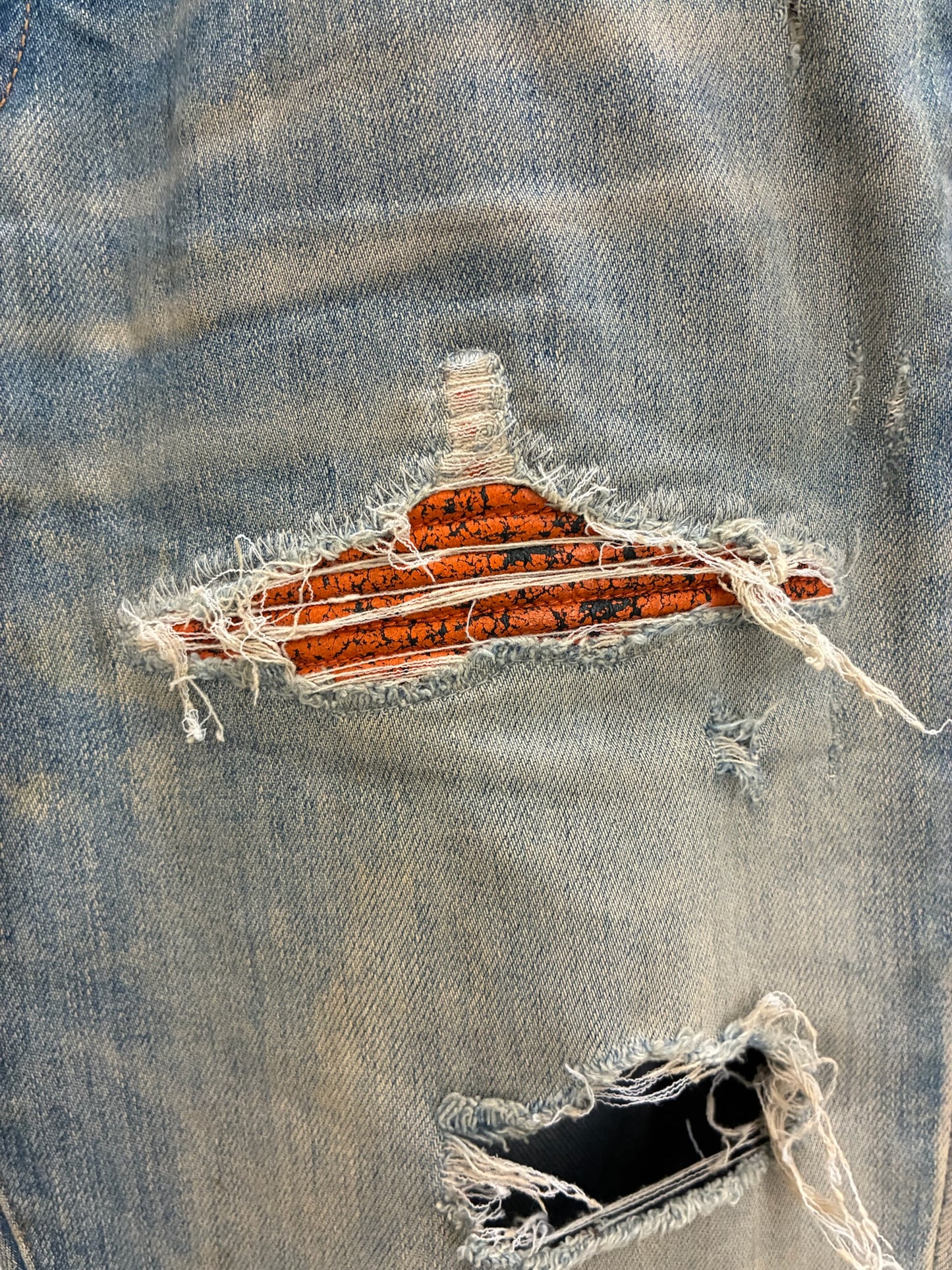 Amiri MX1 Cracked Paint Jeans Orange Patch