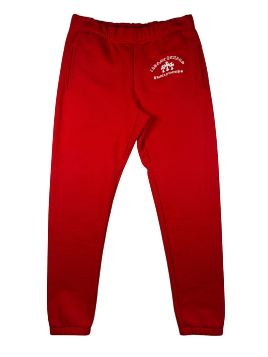 Chrome Hearts  Red & White Triple Cross Embroidered Sweatpants