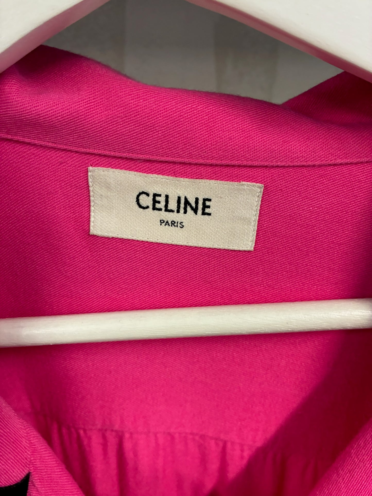 Celine Camp-Collar Logo-Embroidered Twill Shirt