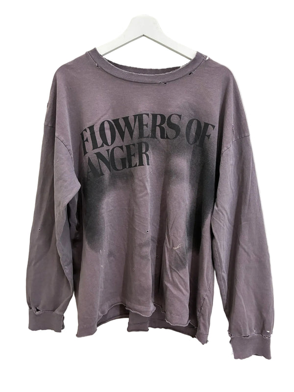 Enfants Riches Deprimes Flowers Of Anger Cropped Printed Distressed T-Shirt 'Purple'