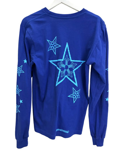 Chrome Hearts CH Indigo Blue Stars Long Sleeve T-Shirt