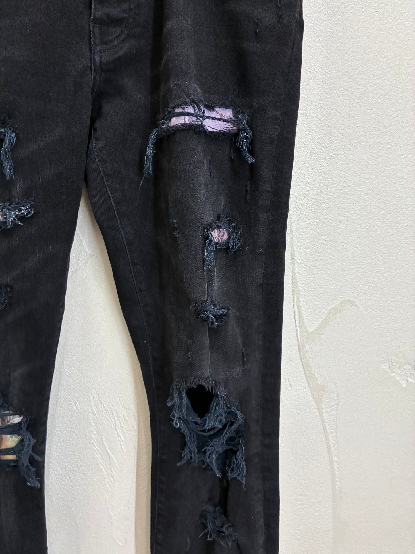 Amiri Colorful Patchwork Black Destroyed Denim Pant