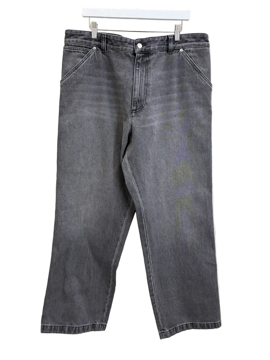 Prada Washed Grey Denim Wide Jeans