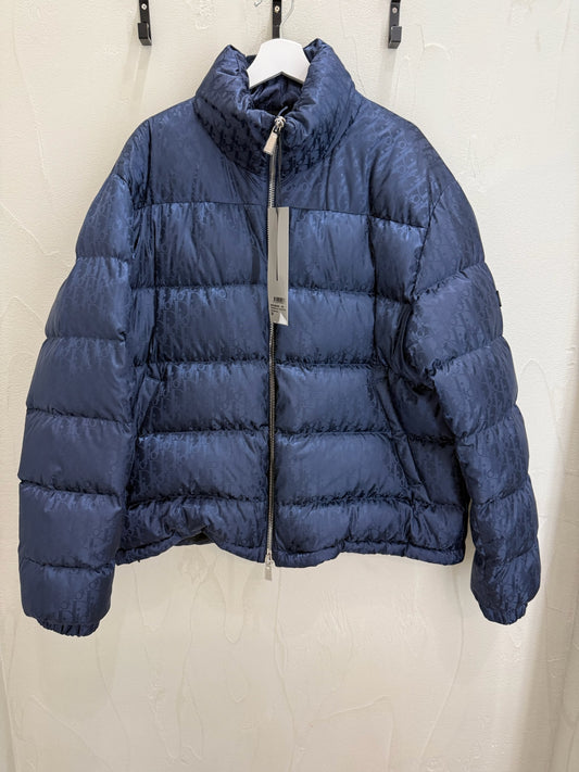 Dior Oblique Down Jacket Navy Blue Technical Jacquard