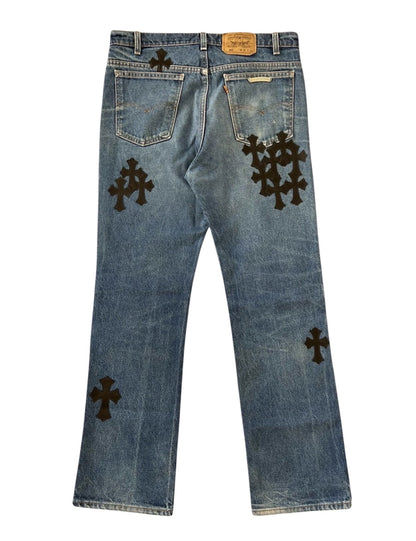 Chrome Hearts Leather Patch Jeans