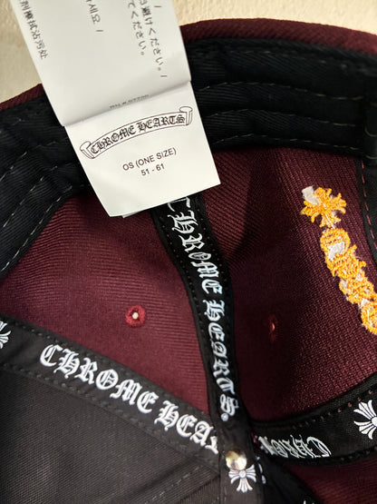 Chrome Hearts Embroidered CH Logo Baseball Hat Burgundy