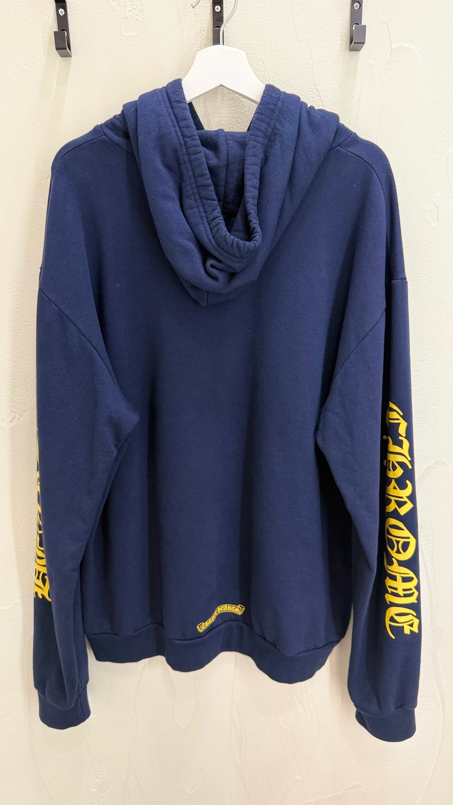 Chrome Hearts Navy & Yellow Script Logo Hoodie