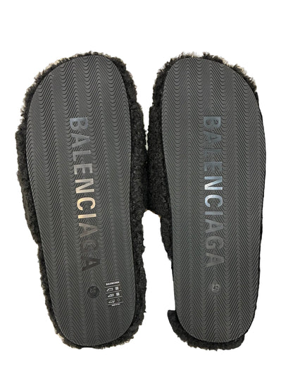 Balenciaga Black Fur slides