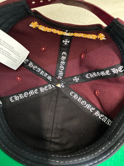 Chrome Hearts Embroidered CH Logo Baseball Hat Burgundy
