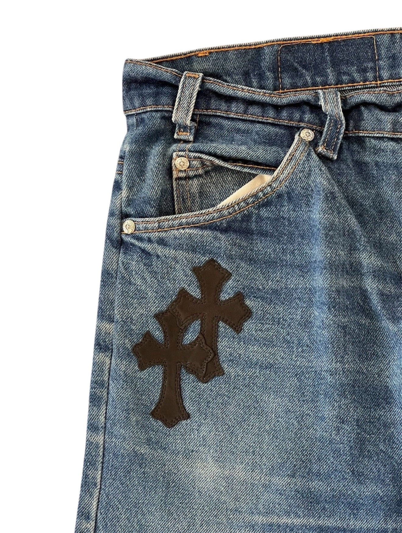 Chrome Hearts Leather Patch Jeans