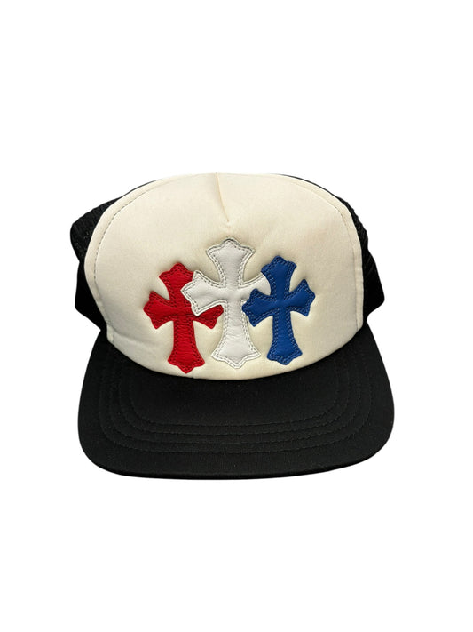Chrome Hearts Triple Cross Trucker Hat Red White Blue