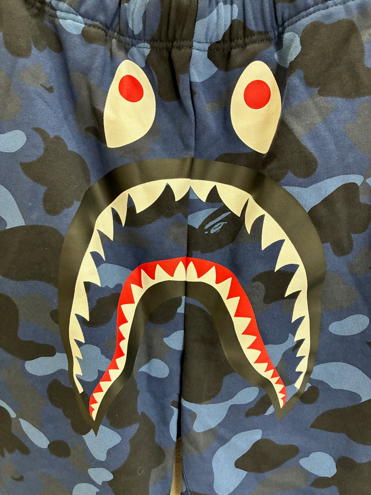 Bape Camo Shark Sweat Shorts Blue