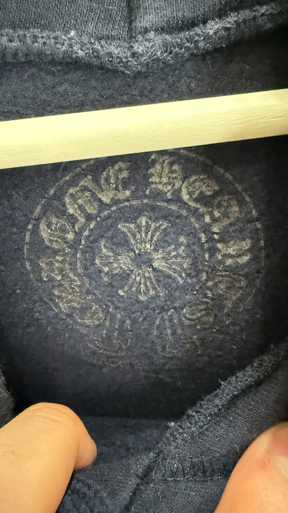 Chrome Hearts Navy & Yellow Script Logo Hoodie