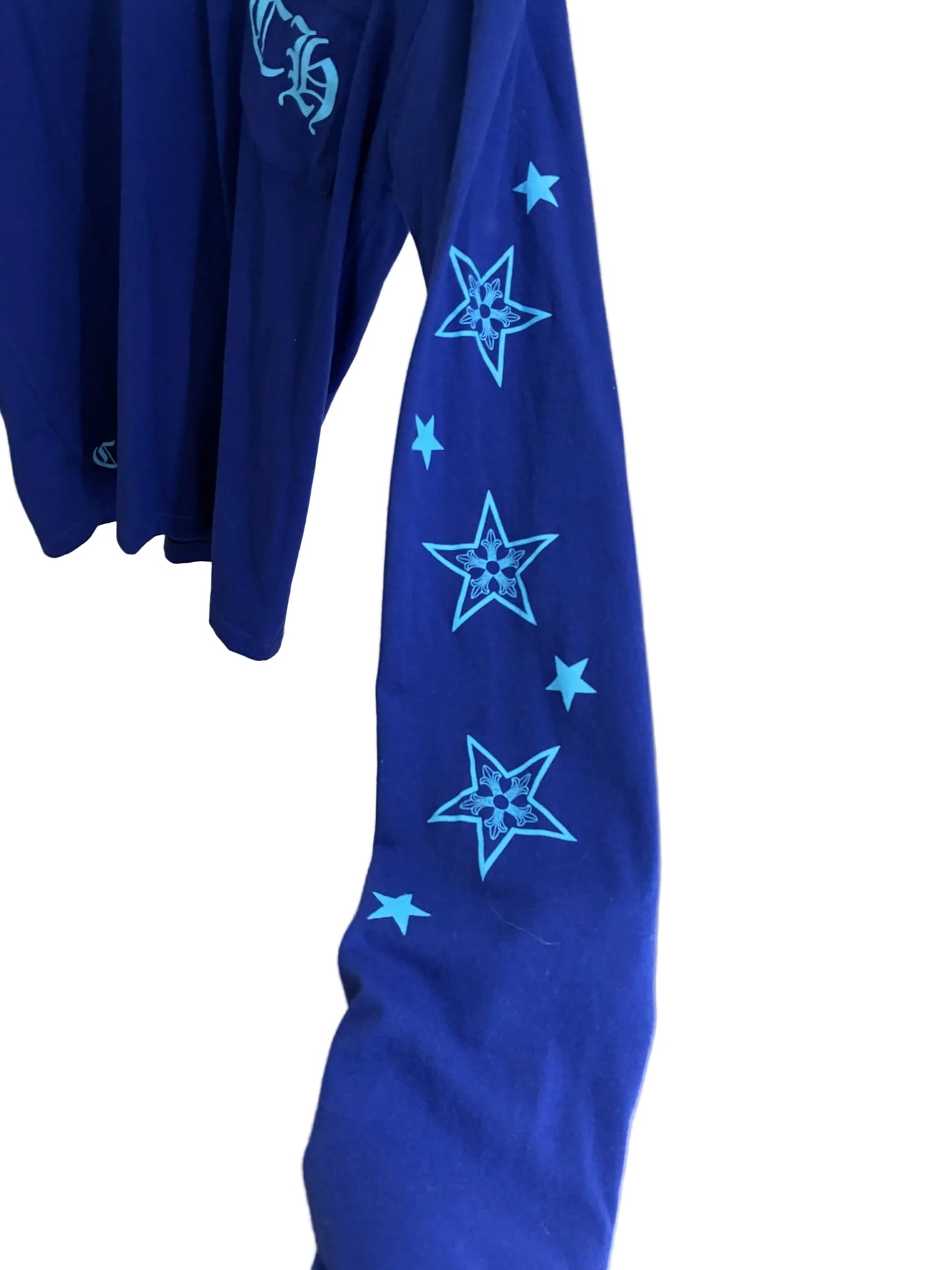 Chrome Hearts CH Indigo Blue Stars Long Sleeve T-Shirt