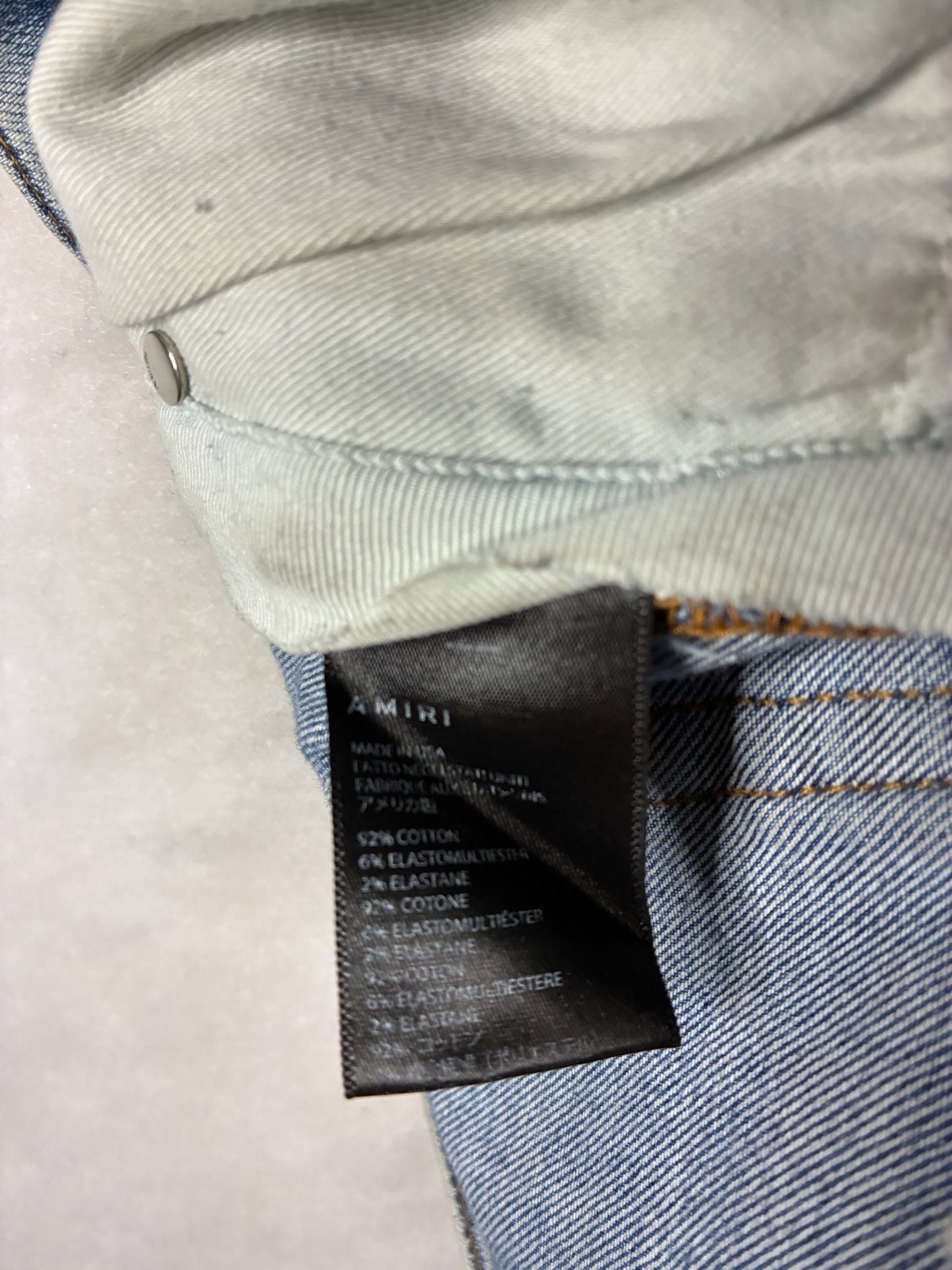 Amiri Paisley Skinny Jeans (Light Blue Wash)
