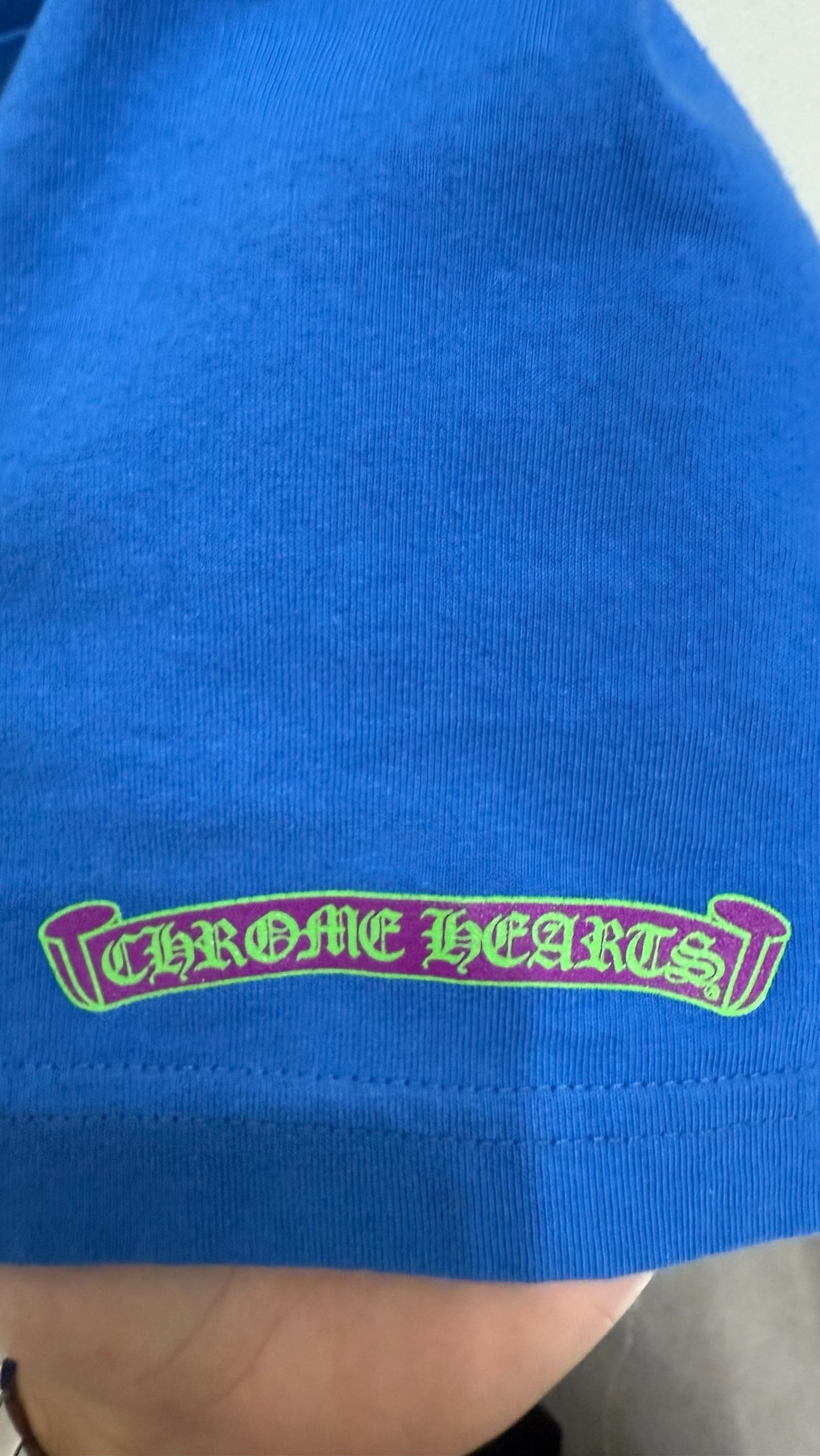 Chrome Hearts Scroll Logo Blue Short Sleeve Tee