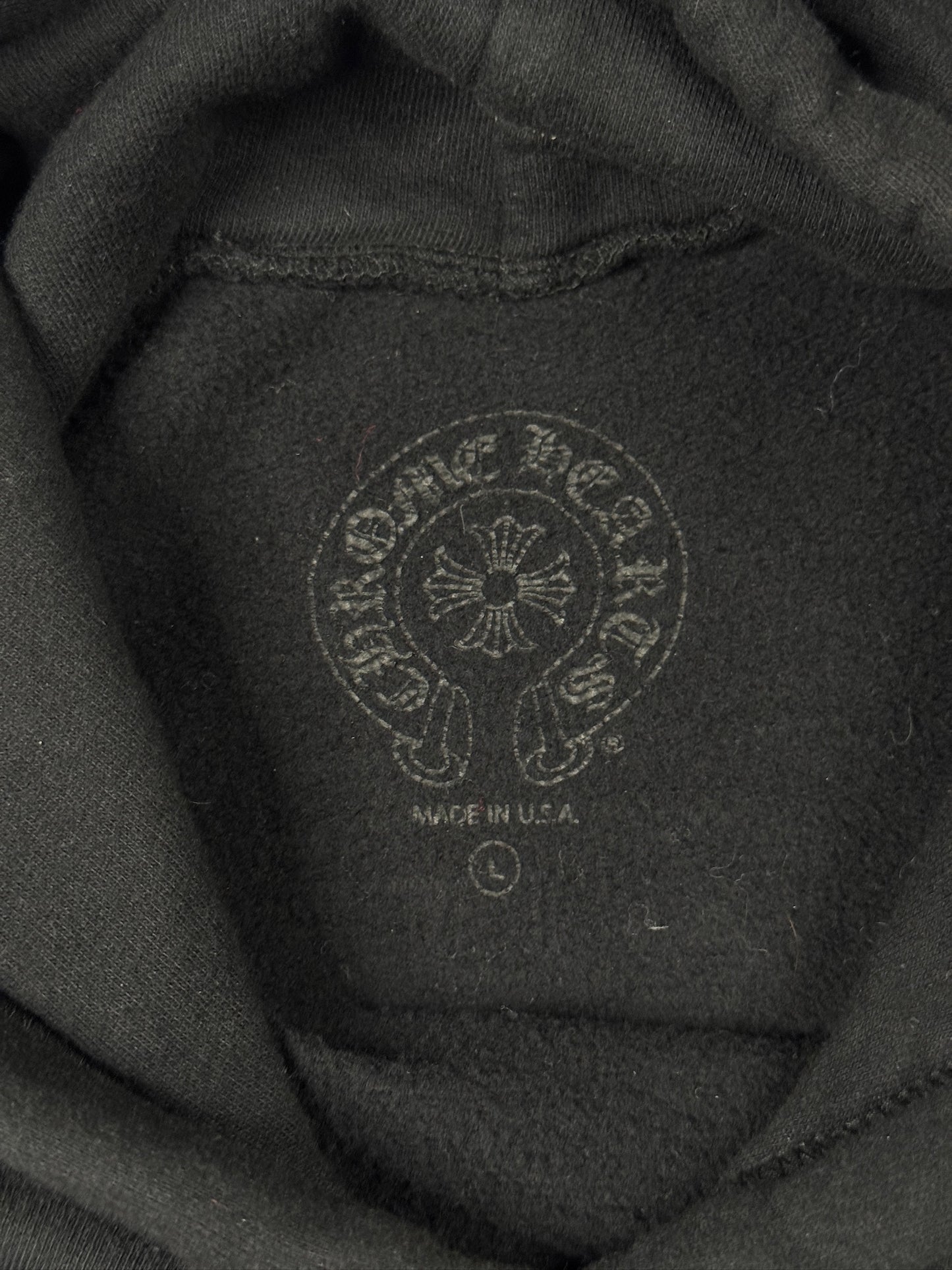 Chrome Hearts Black Horseshoe Floral Cross-Sleeve Hoodie