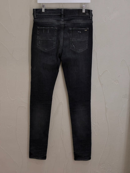 Amiri MX1 Leather Jeans Storm Grey