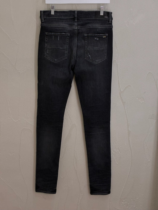Amiri MX1 Leather Jeans Storm Grey