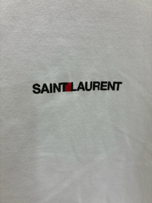 Saint Laurent Paris White Logo Short Sleeve Tee-Shirt