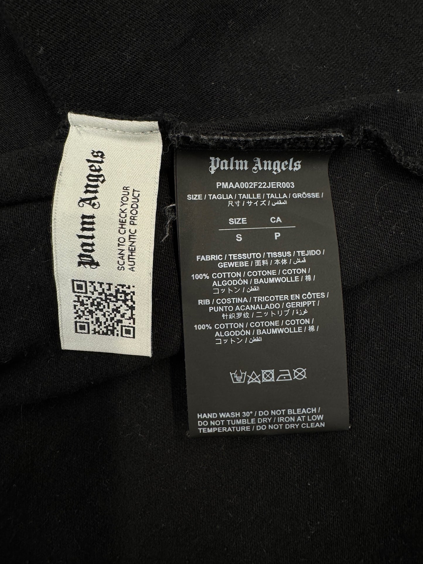 Palm Angels black glitter logo over t-shirt