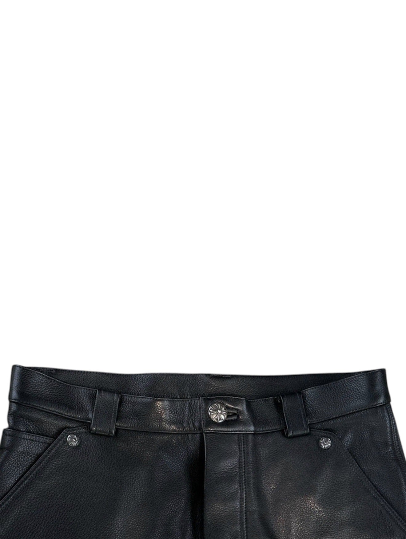 Chrome Hearts Fleur Knee Leather Pants