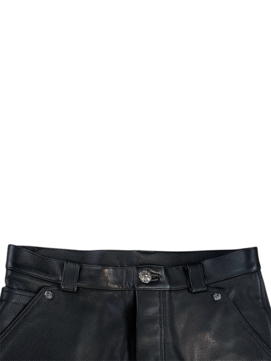 Chrome Hearts Fleur Knee Leather Pants