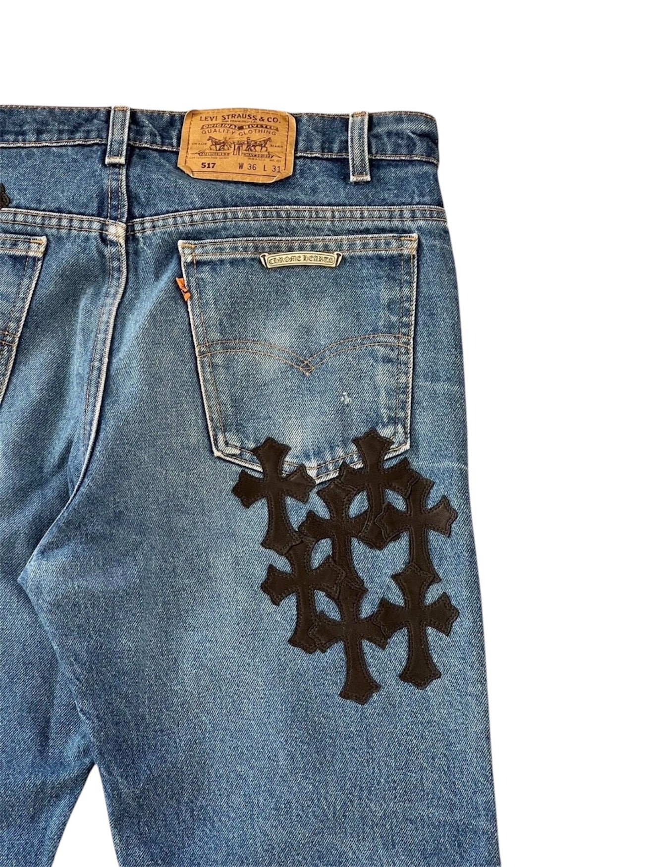 Chrome Hearts Leather Patch Jeans
