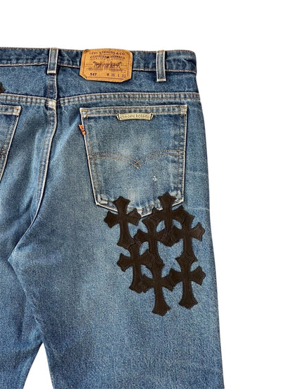 Chrome Hearts Leather Patch Jeans