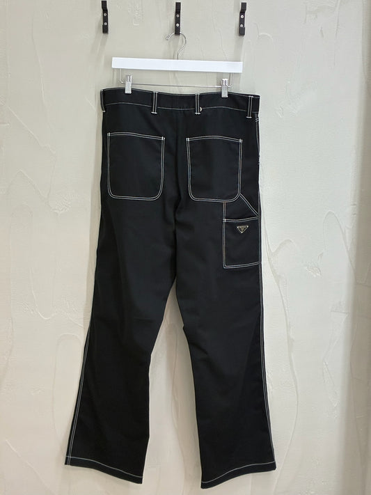 Prada Triangle-Logo Wide-Leg Trousers