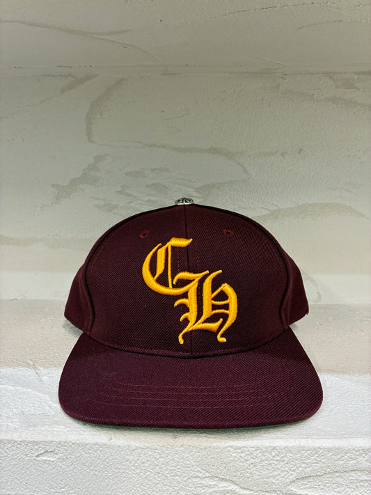 Chrome Hearts Embroidered CH Logo Baseball Hat Burgundy