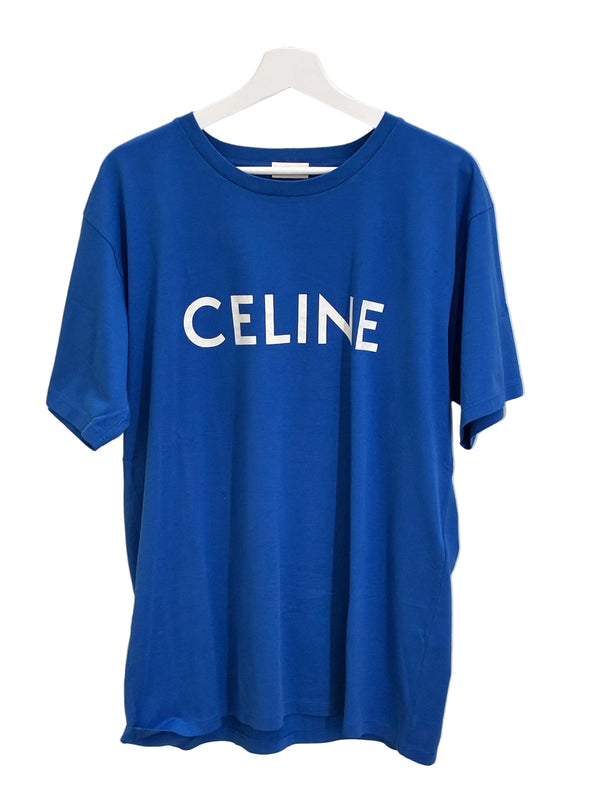 T-shirt à logo bleu Céline