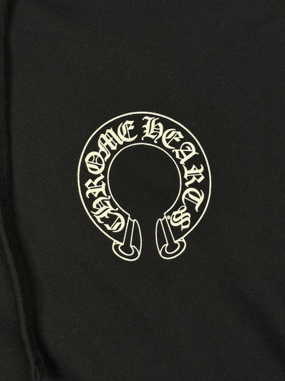 Chrome Hearts Black Horseshoe Floral Cross-Sleeve Hoodie