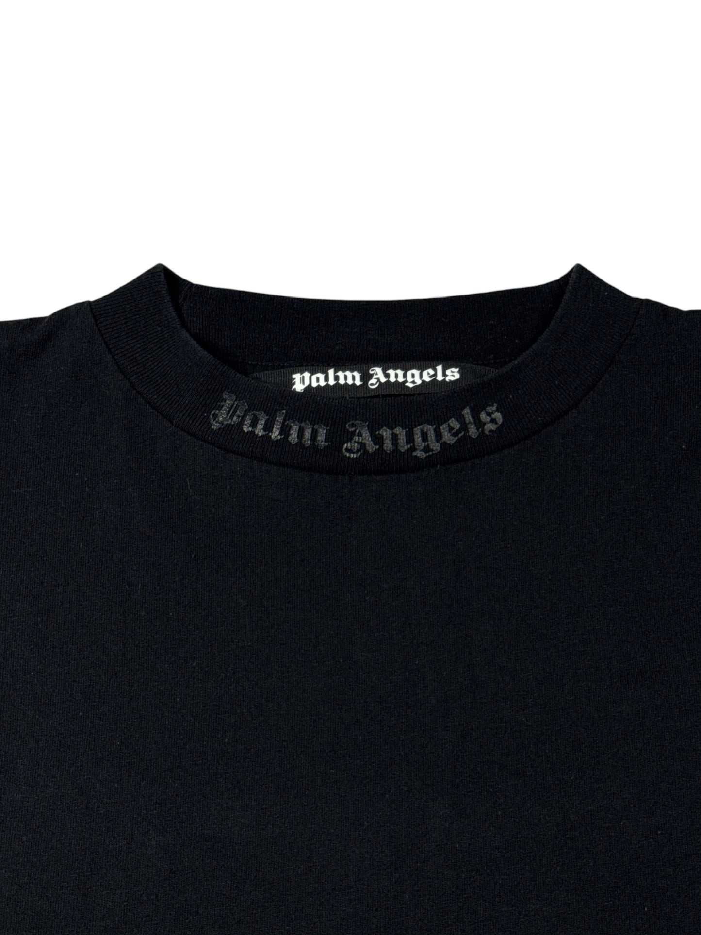 Palm Angels black glitter logo over t-shirt