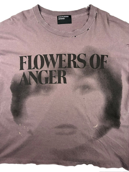 Enfants Riches Deprimes Flowers Of Anger Cropped Printed Distressed T-Shirt 'Purple'