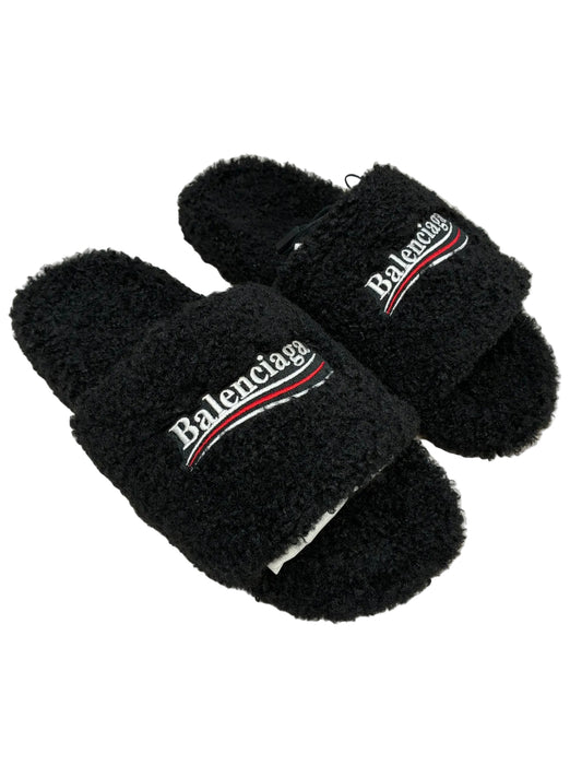 Balenciaga Black Fur slides