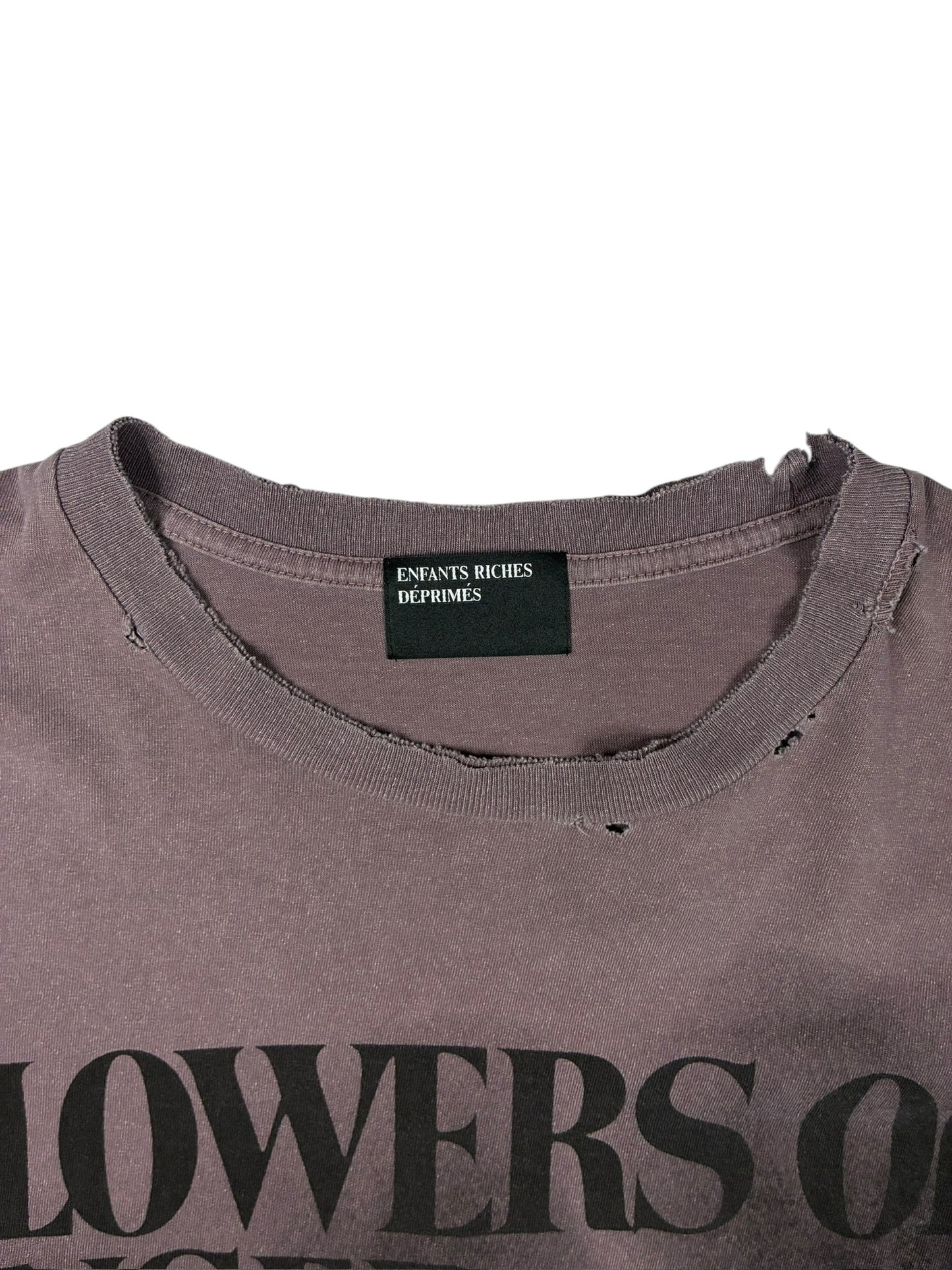 Enfants Riches Deprimes Flowers Of Anger Cropped Printed Distressed T-Shirt 'Purple'