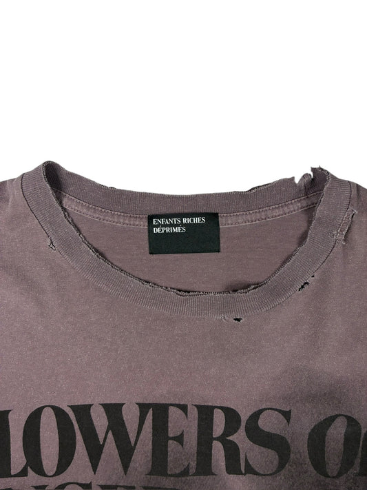 Enfants Riches Deprimes Flowers Of Anger Cropped Printed Distressed Shirt 'Purple'