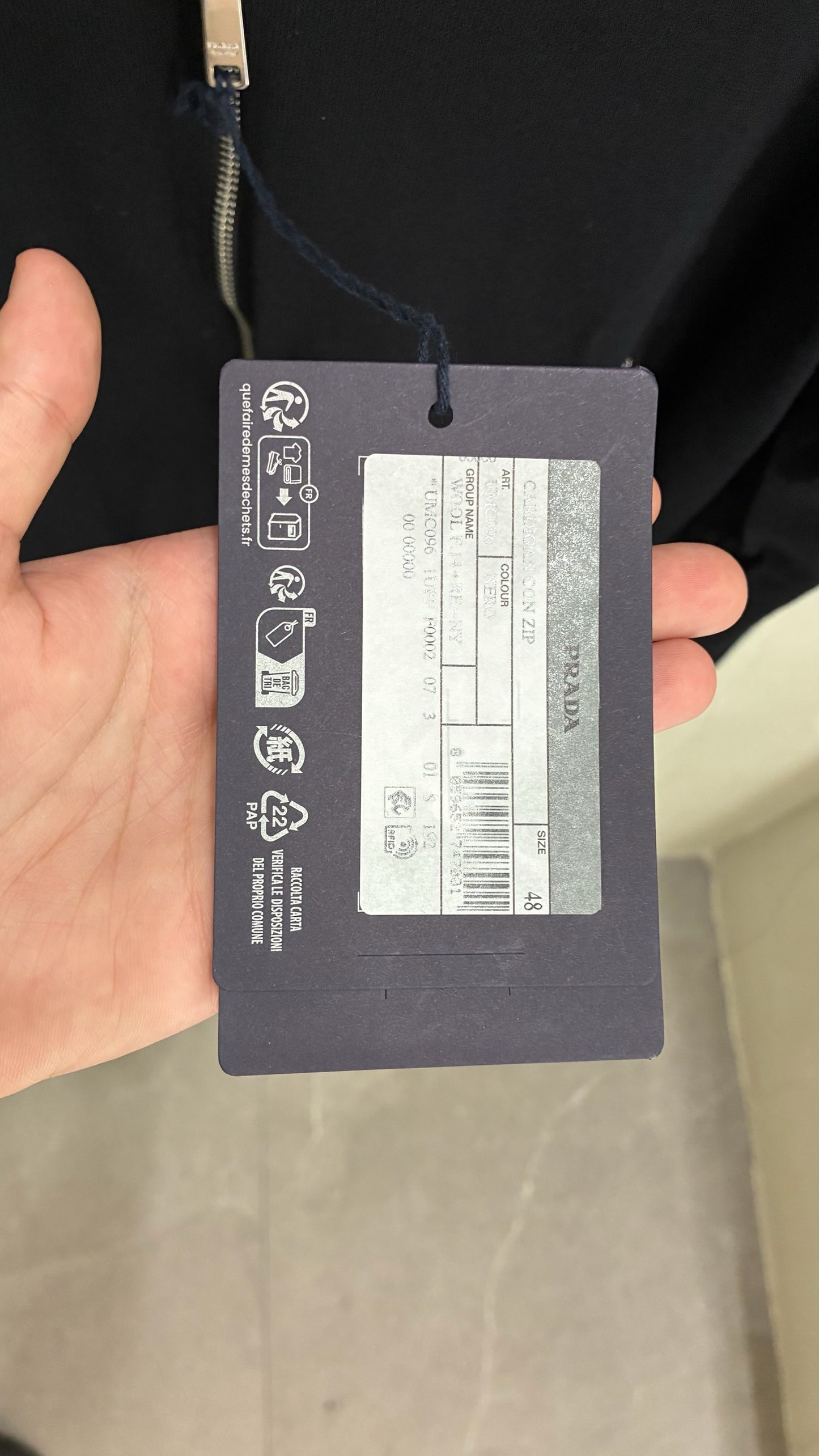 Prada Wool Re-Nylon Zip-Up Cardigan