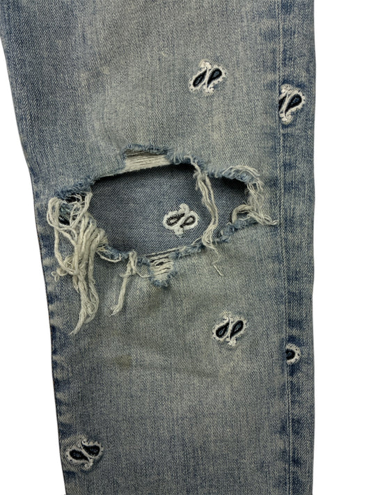Amiri Paisley Skinny Jeans (Light Blue Wash)