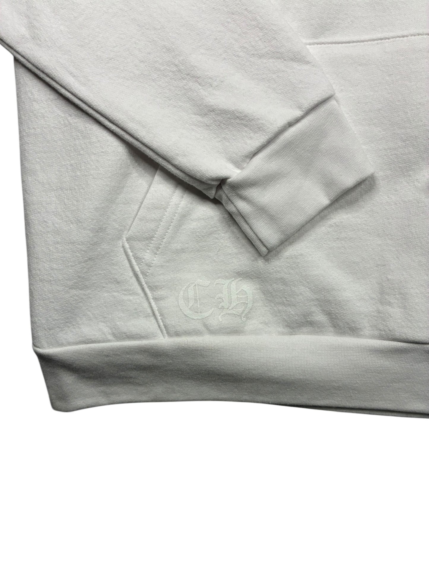 Chrome Hearts Verticale Logo Zip Up Hoodie White