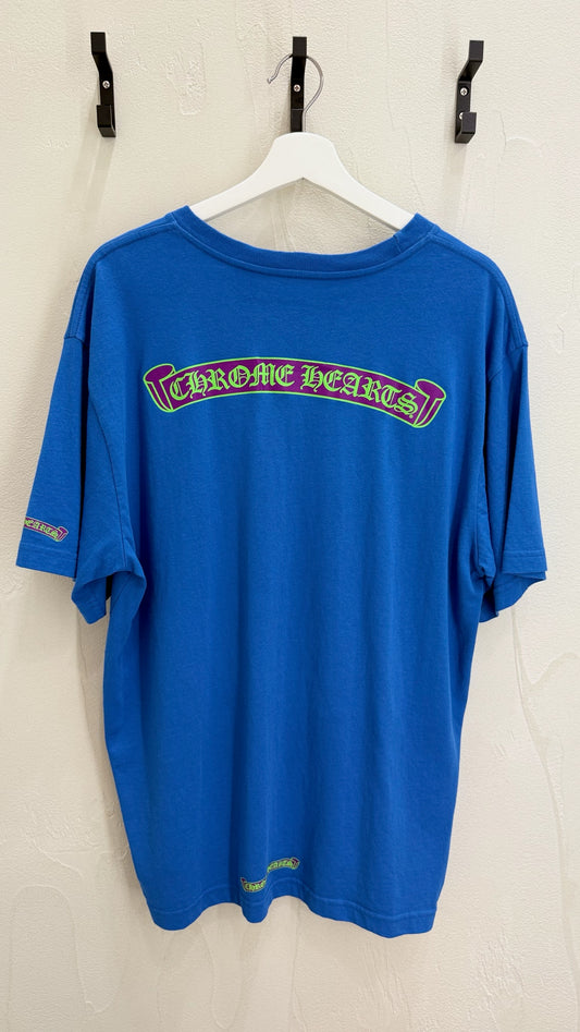 Chrome Hearts Scroll Logo Blue Short Sleeve Tee