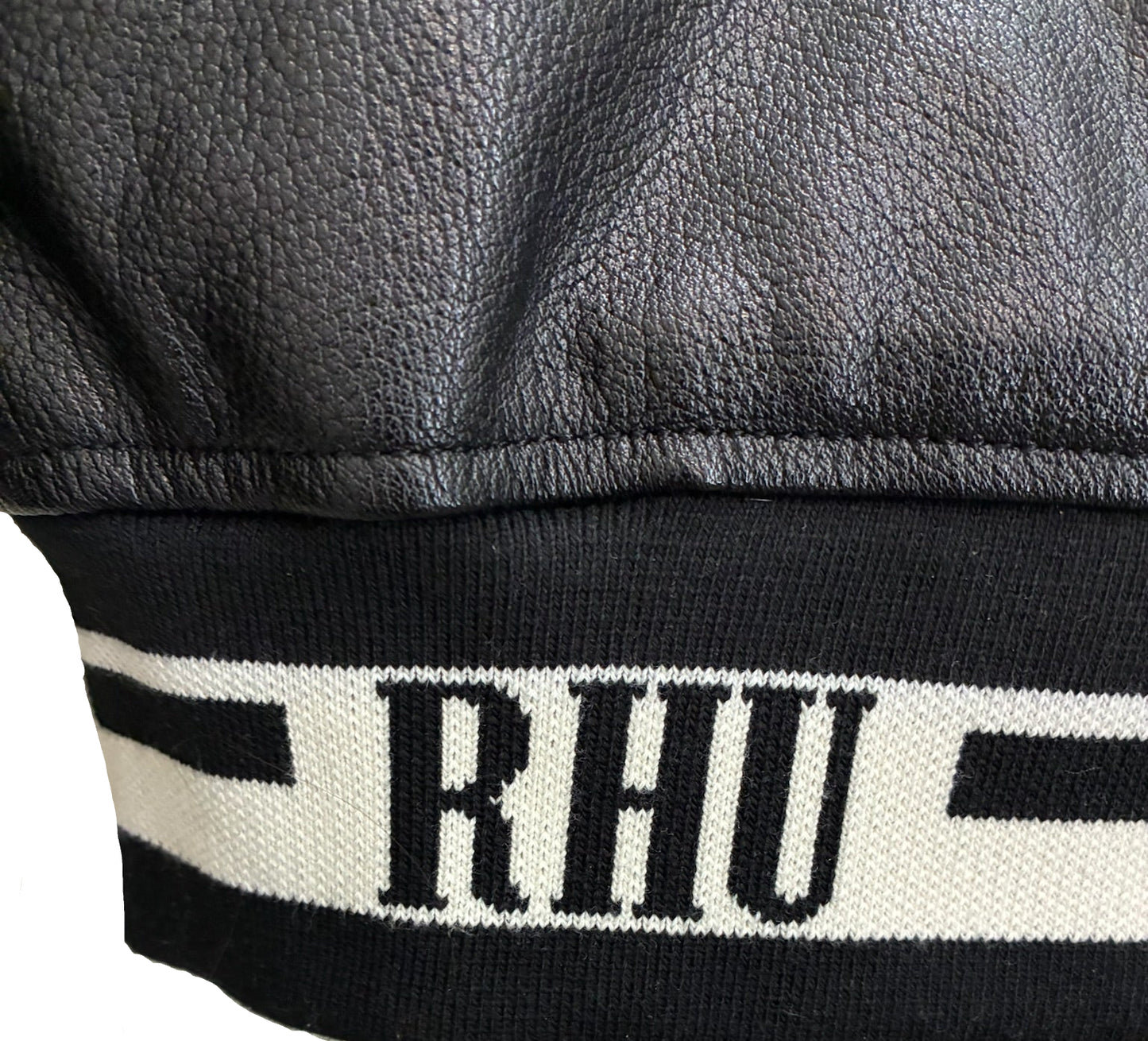 Zara x Rhuigi Genuine Leather Varsity Bomber Jacket 'Black and White'